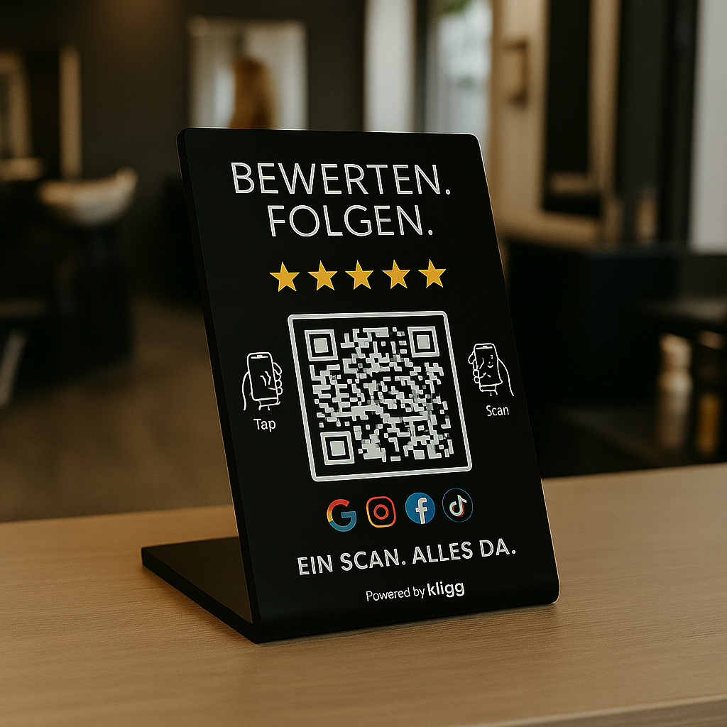 Kligg – Black NFC & QR Stand "A scan. Everything is there." - Image 3
